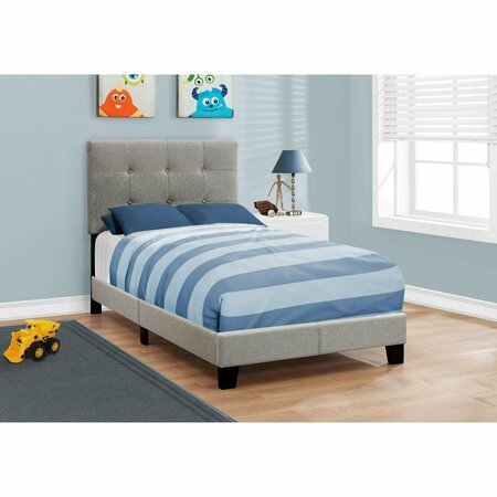 GFANCY FIXTURES 45.75 in. Solid Wood MDF Foam & Linen Twin Size Bed GF3652103